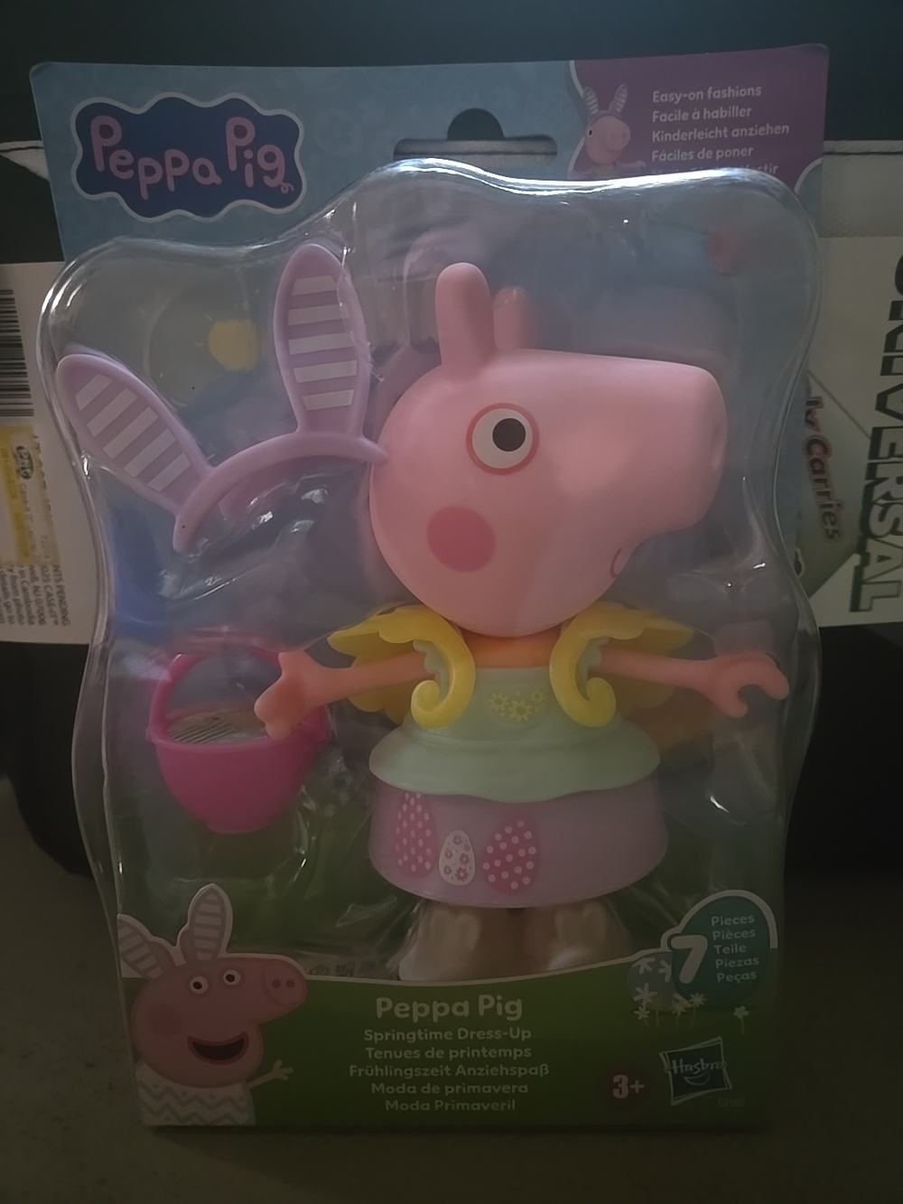 Peppa Pig Dress-Up Figure with Pink Outfit and Purple Bunny Ears